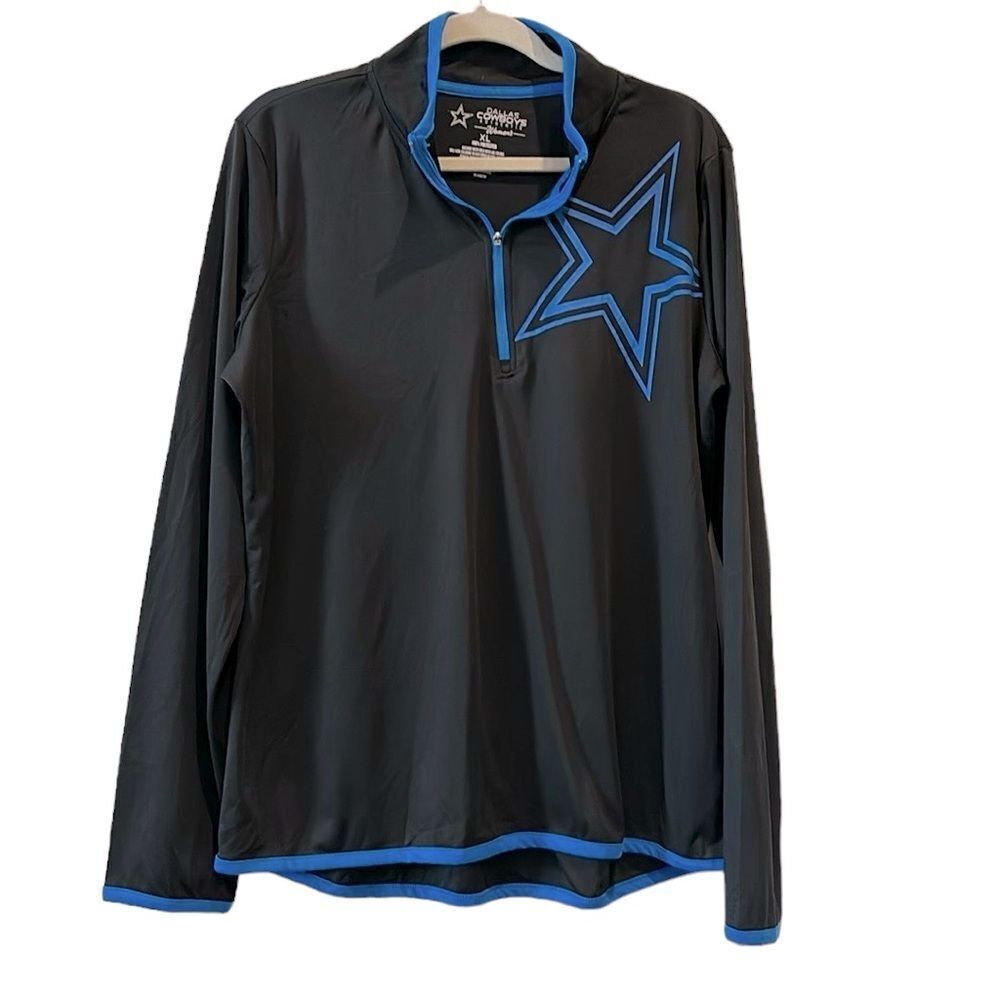 Women’s Fanatics Dallas Cowboys NFL Quarter Zip Dry Fit Long Sleeve Top Shirt XL